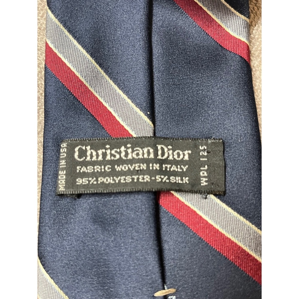 Vintage Christian Dior Premium Shiny Stripe Necktie Italy CD Logo - Picture 2 of 4